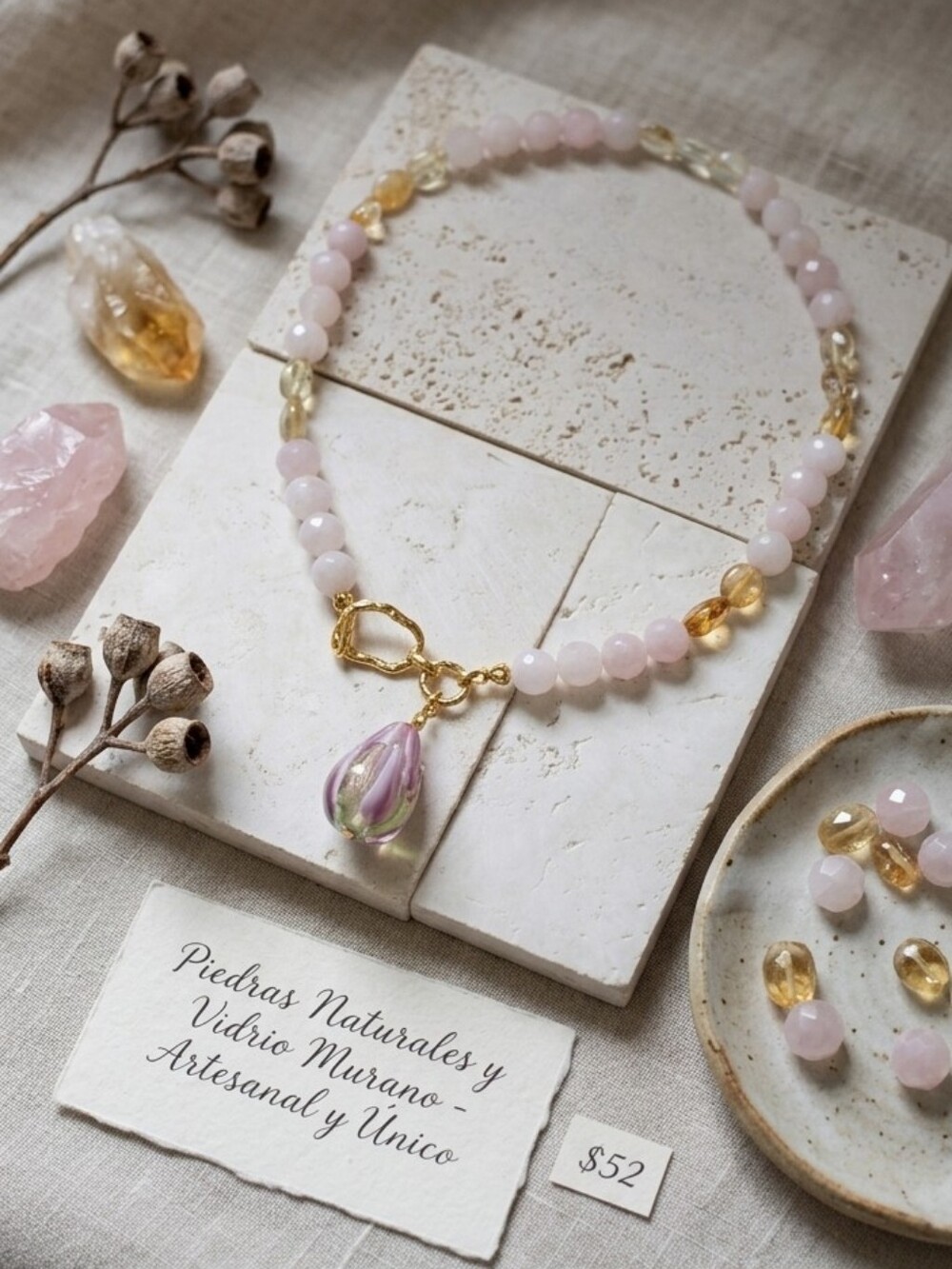Elegant Pink and Gold Necklace